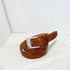 Calvin Klein Women’s Belt Lt Brown Genuine Leather Moc Croc Alligator M Vintage